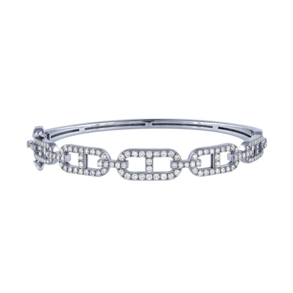 1.50 Carat Natural Diamond Bangle Bracelet G SI 14K White Gold
